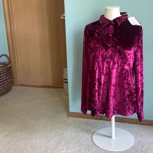 Grace & Lace Velvet button up top NWT